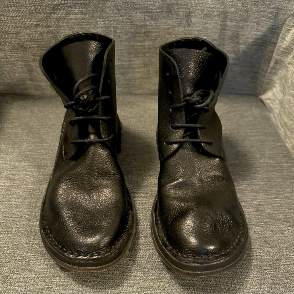 Marsell Black Ankle Boots with Vintage Finish